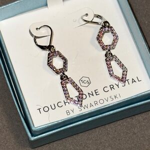 Touchstone Crystal by Swarovski Poly Earrings Aurore Boreale Crystal BNIB